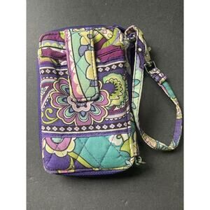 Vera Bradley Purple Wallet Card Case Organizer Travel Cell Phone Case Holder